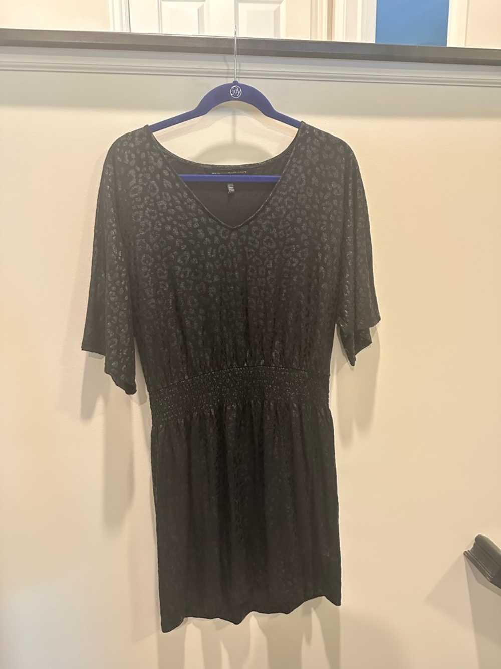 White House Black Market Black V-Neck Short Sleeve Mini Dress